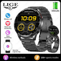 LIGE New 2-in-1 Smart Watch with TWS Bluetooth Earphones Heart Rate Blood Oxygen Monitor New Sport Fitness BT Call Music Watches