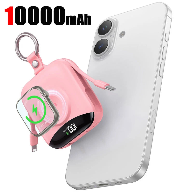 Magnetic Wireless Power Bank 10000mAh - Fast Charging PD Portable Battery Pink 10000mAh Tidesmit