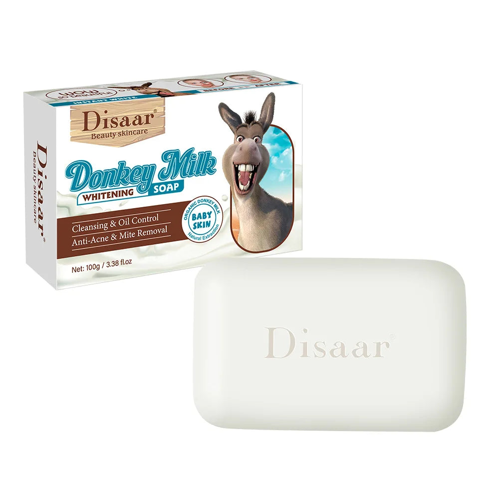 Whitening Donkey Milk Handmade Soap Body Cleanser with Kojic Acid Curcuma Lemon Rice Sandalwood - Skin Care Foaming Bar