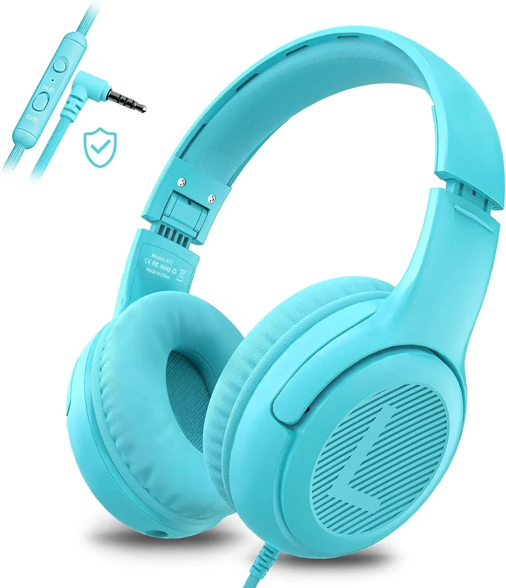 Kids Wired Headphones with Microphone - Foldable Over-Ear Tidesmit SkyBlue Tidesmit