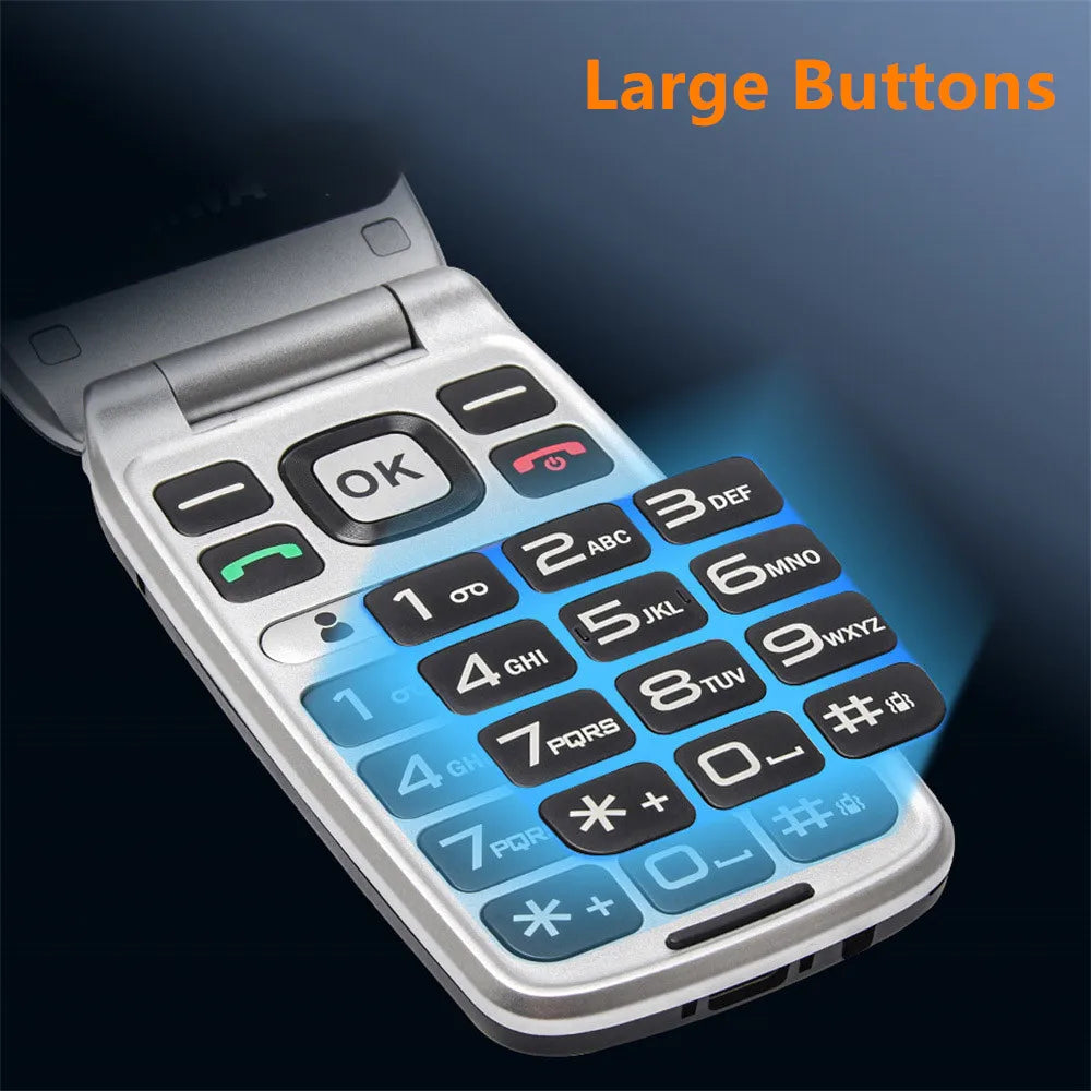 UNIWA V202T 4G Flip Phone Large Button for Elderly Mobile Phone 2.4Inch Screen 1450mAh With Emergency Call Button Global Version
