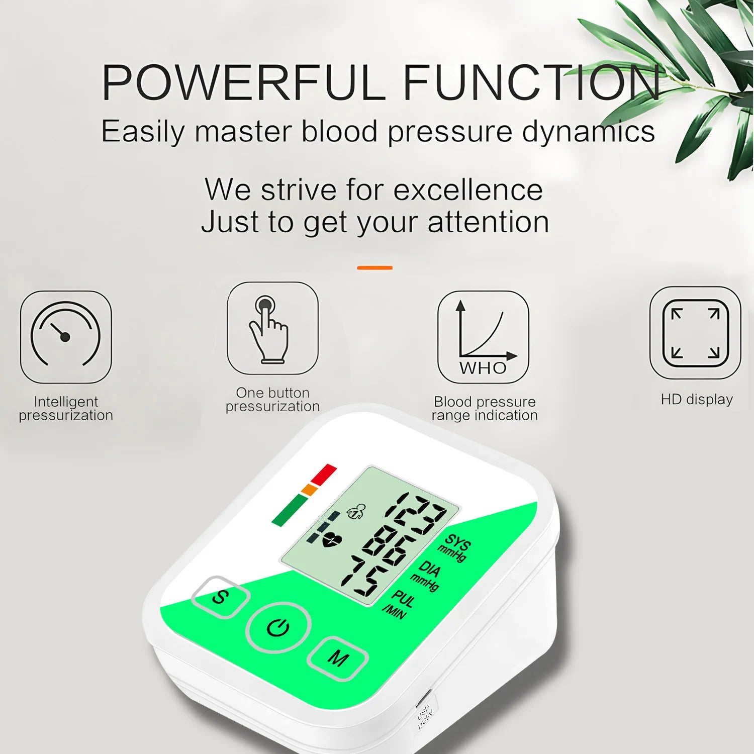 Digital Arm Pulse Blood Pressure Machine Medical Tensiometer Health Care Automatic Tonometer Household Meter