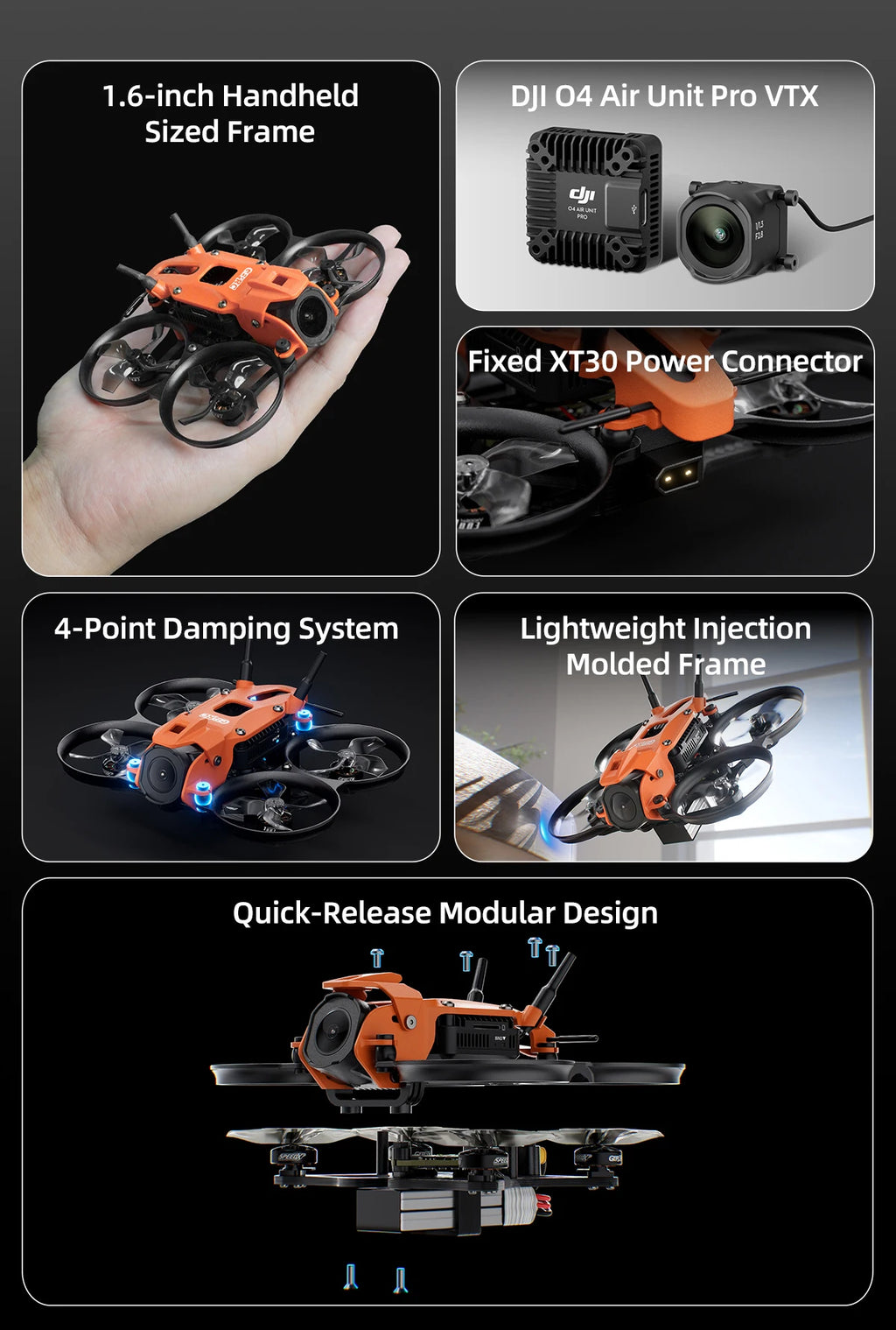 GEPRC DarkStar16 1.6 Inch FPV Freestyle Drone – O4 Pro System Tidesmit