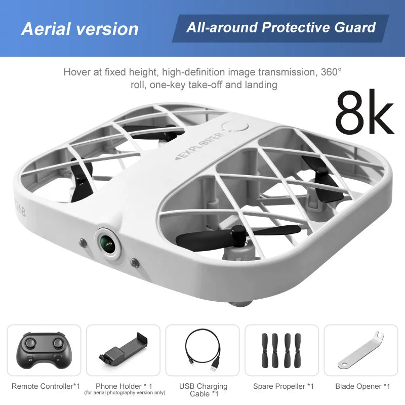 Mini Foldable Camera Drone with 8K Resolution - Portable RC Quadcopter 8K camera white Tidesmit