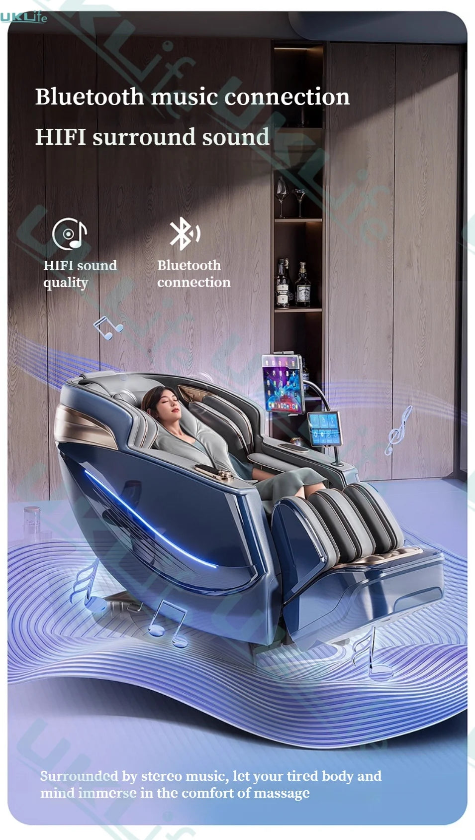 Zero Gravity SL-Track Massage Chair - Full Body Muscle Relief White/Blue Massage Chairs Tidesmit
