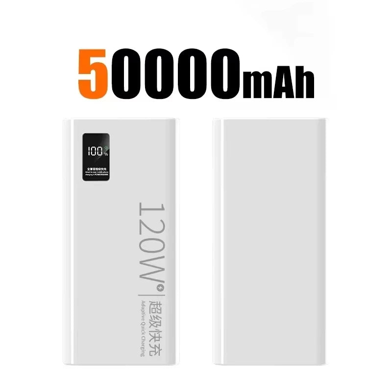 120W Fast Charging Power Bank 200000mAh | High Capacity Travel Battery White 50000mAh Tidesmit