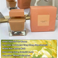 Amber Haze Eau de Parfum for women. Square bottle, woody floral scent with musk, ylang-ylang, and cedar notes. 90ml.