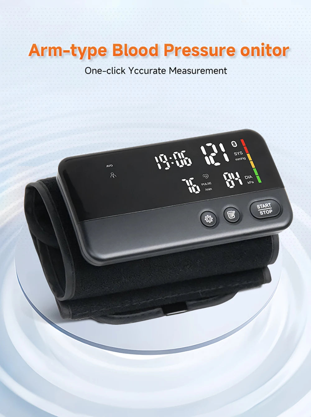 Bluetooth Digital Blood Pressure Monitor Supports English, Spanish LCD Display, Rechargeable Upper Arm Blood Pressure Monitor