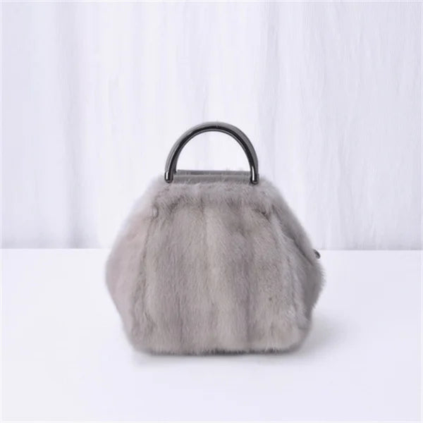 Women's Mink Fur Handbag 2026 New Fashion Designer Fluffy Fur Wrist Bag Large Capacity Soft Shopping Bag Girl Cute Handbag