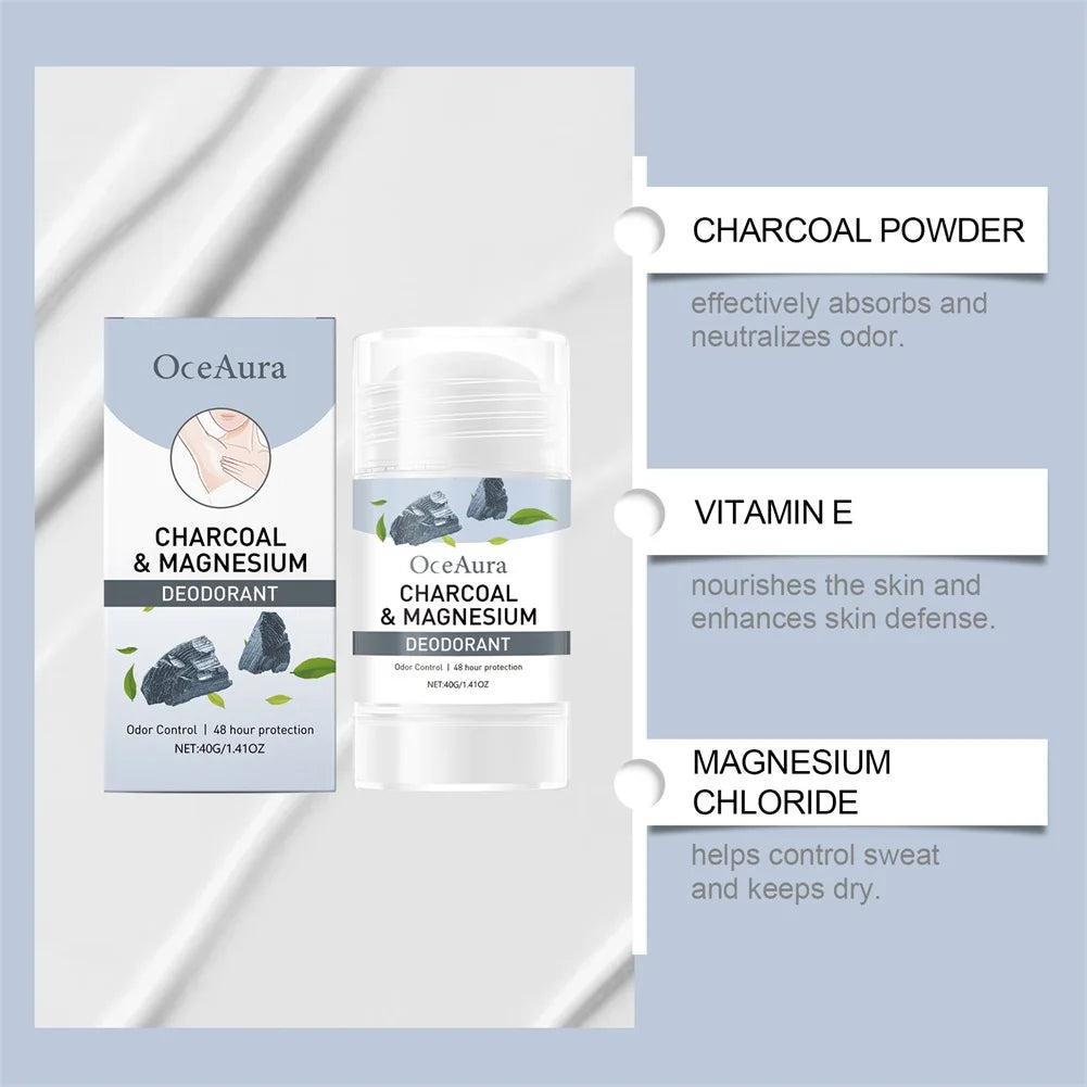Tidesmit premium charcoal-magnesium deodorant stick for long-lasting odor control for women and men