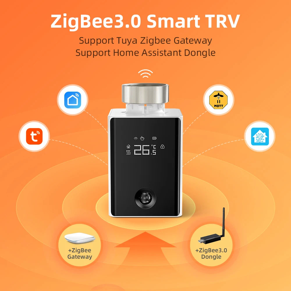 AVATTO ZigBee 3.0 Smart Thermostat Radiator Actuator,TRV Thermostatic Valve Controller Support Tuya Alexa Google Home Alice