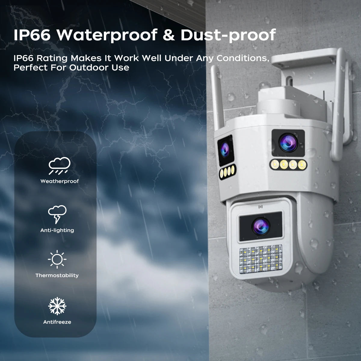 JOOAN 6K 12MP WiFi Outdoor Camera Three Len AI Motion Tracking PTZ  Video Camera Security Protection Waterproof Surveillance