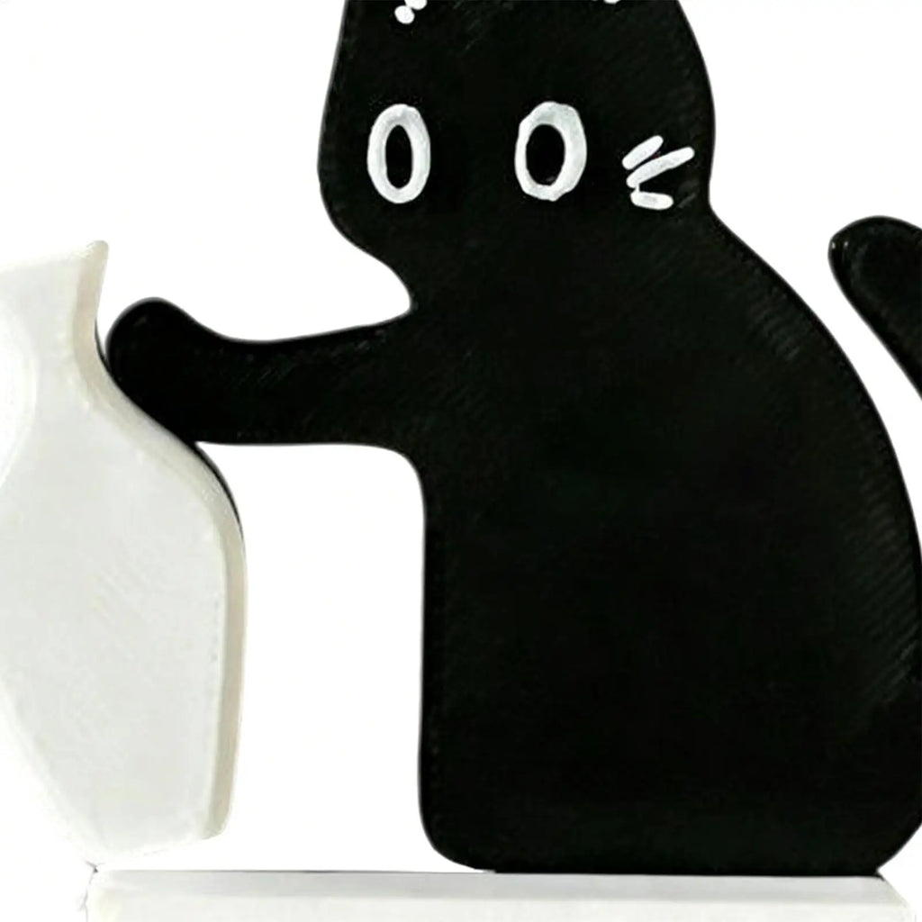 Black cat vase memorial box and whisker keepsake magnet, perfect for pet loss comfort and cat lover home decor.