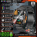 New Military Grade 1200mAh Battery Smartwatch Men 5ATM Waterproof Sports Tracker Flashlight Heart Rate AMOLED Screen Smart Watch