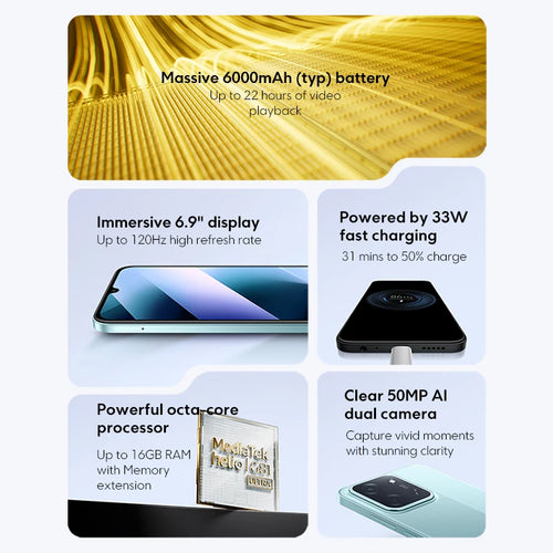 Global Version POCO C85 Smartphone 128GB 256GB MTK Helio G81-Ultra 6.9" Dot Drop Display 50MP Main Camera 6000mAh 33W Charging