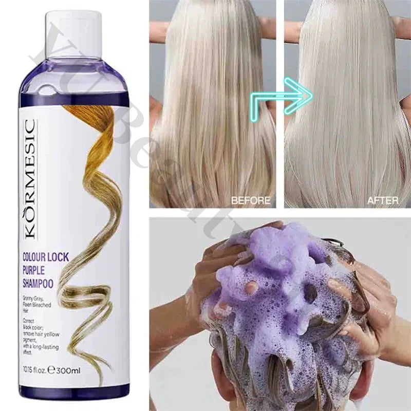 Professional Remove Yellow Shampoo Bleached Hair Anti-Yellow Lock-Color Shampoo Silver White Gray Smooth Shine Fluffy Hair Care