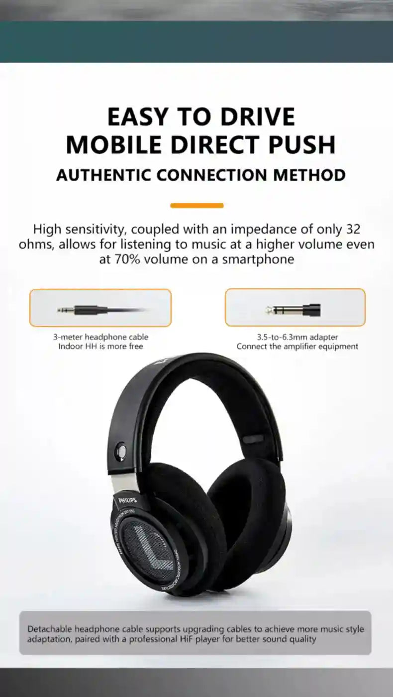 Wired HiFi Open Back Studio Headphones - Black Over Ear Monitor Tidesmit
