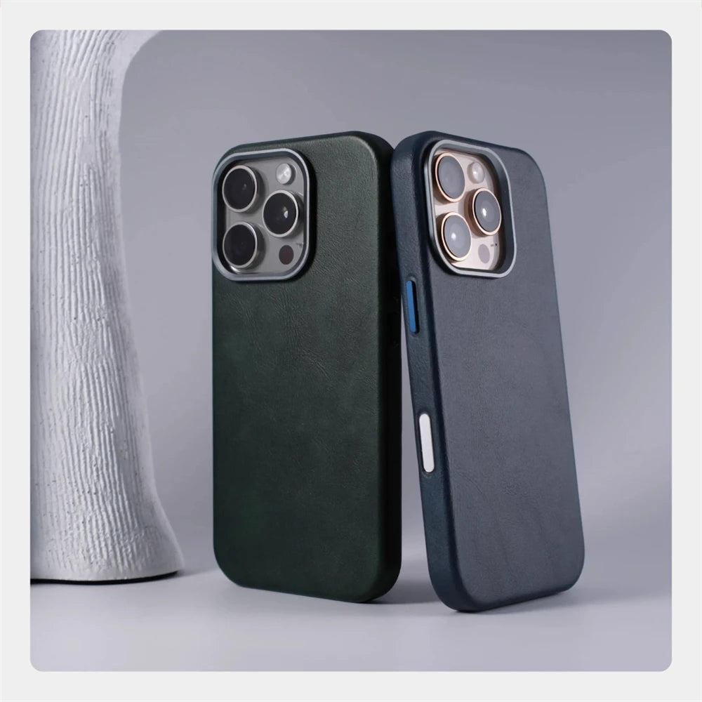 Magnetic Leather Case for iPhone 17 Pro Max with Alloy Lens Protection Tidesmit