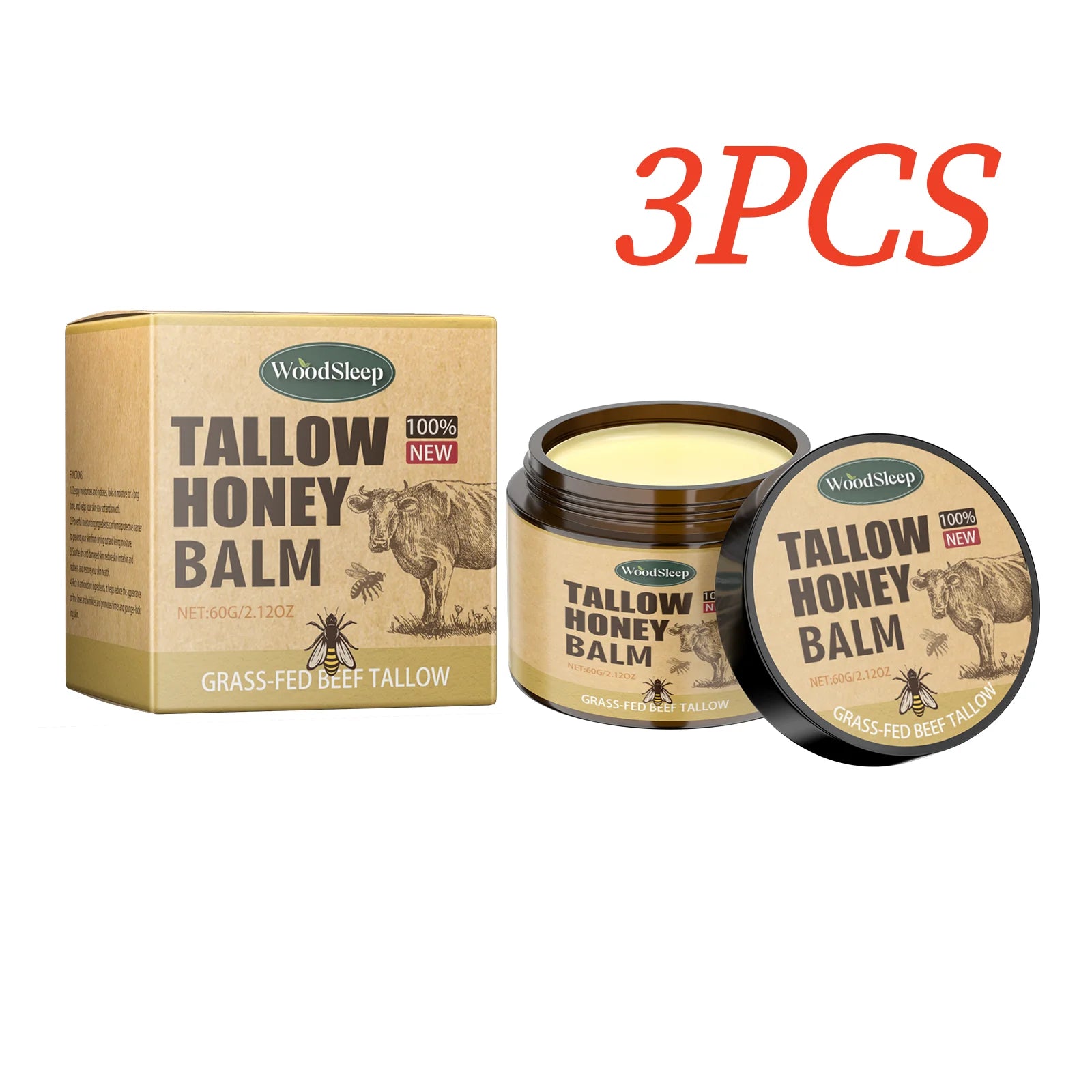 WOODSLEEP Tallow Honey Balm Powerful Moisturizing Keep Skin Moist Smooth Relieve Dryness Easy To Absorb