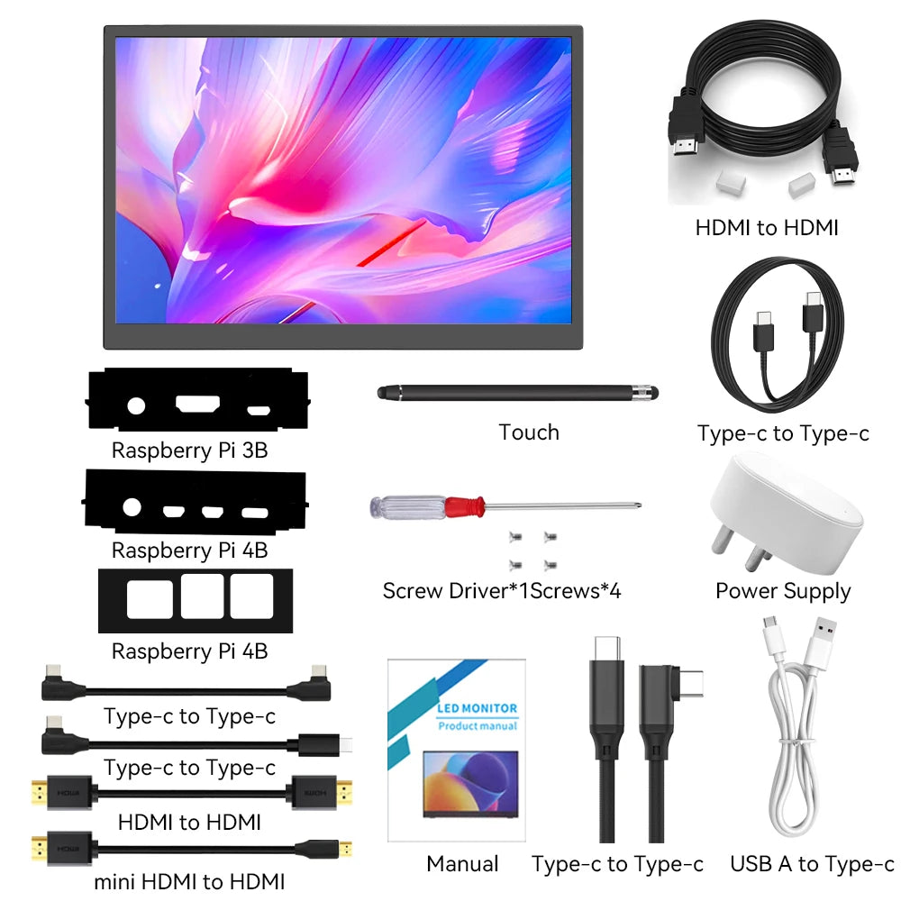 14 inch Monitor for Raspberry Pi 5 4 3 Touchscreen 1920x1200 16:10 Display HDMI USB Interface for Computer Program Monitors