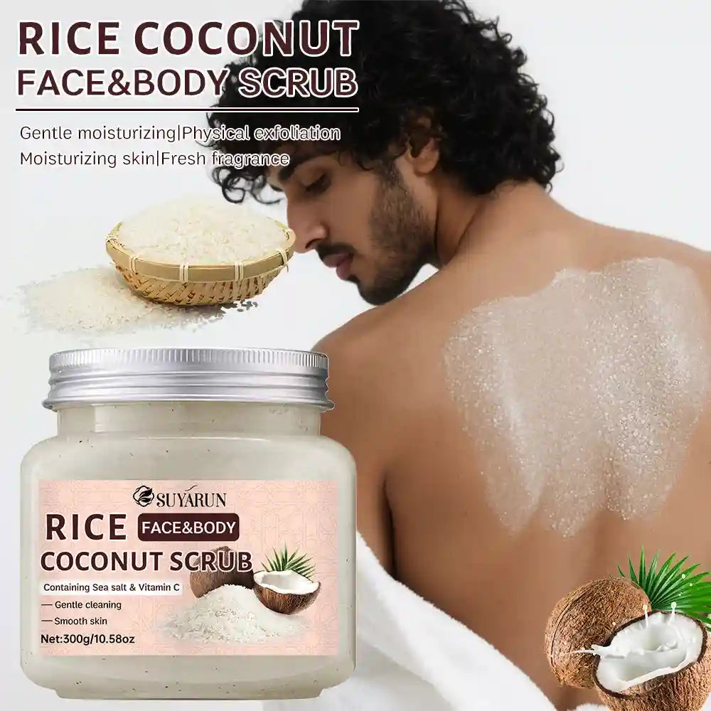 Rice And Coconut Exfoliating Scrub | Natural Brightening Body Polish 300g Scrubs Treatments Tidesmit