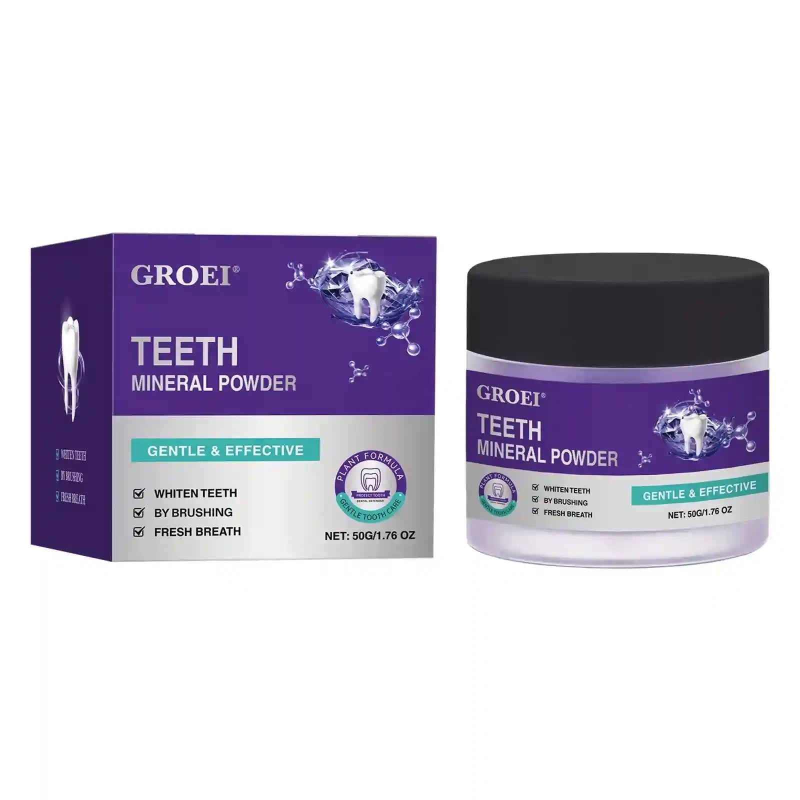 Tidesmit purple hydroxyapatite teeth whitening powder jar for stain removal and oral hygiene