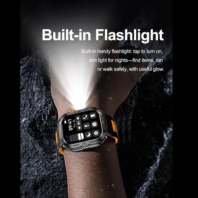 Hot Sell Gifts 2026 New Military SmartWatch Men Outdoor Sports IP68 Waterproof  LED Bluetooth Call Health Monitoring Men Women