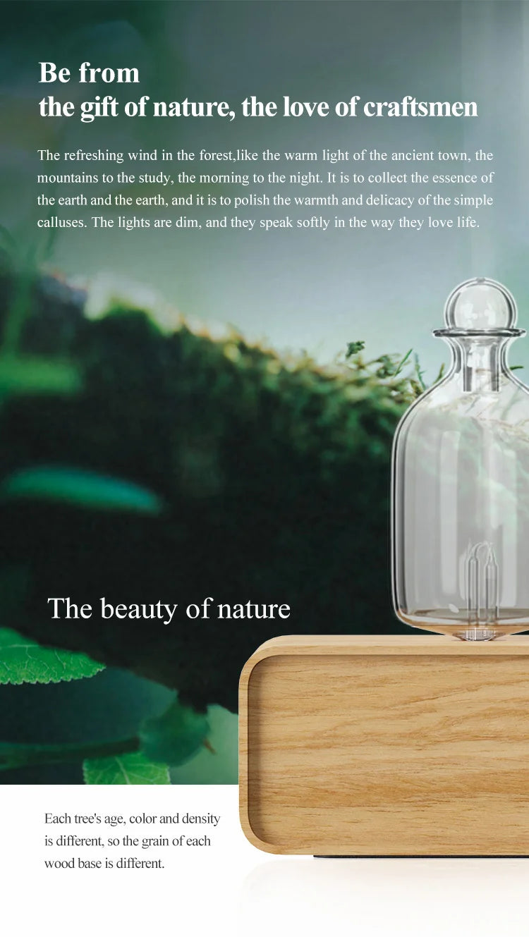 Waterless Aroma Essential Oil Diffuser Rechargeable Wooden Fragrance Electric Scent Diffuser Built-in Battery Nebulizer For Home
