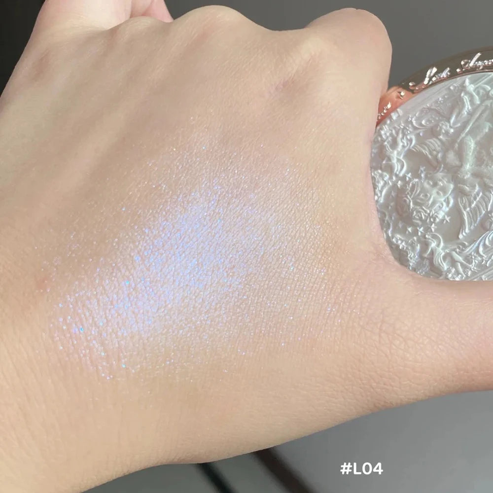 Tidesmit Flower Knows Little Angel embossed highlighter palette shimmer glitter contour texture close-up