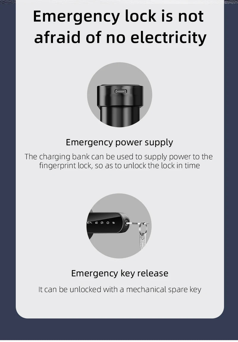 FUERS Tuya Smart Fingerprint Door Lock Handle With Fingerprint Password Bluetooth Key Swipe Card Remote Unlock Four Ways To Open