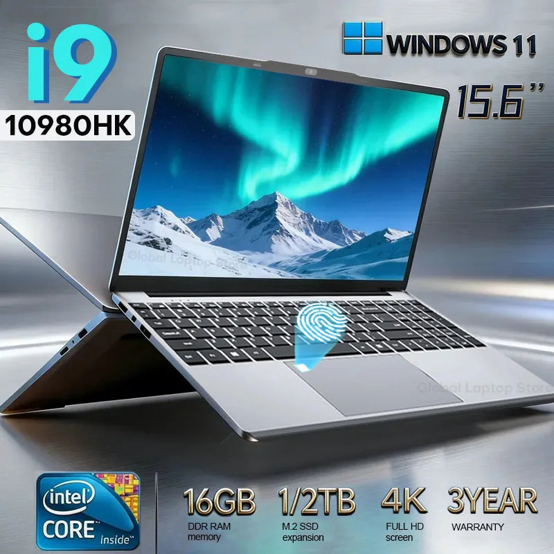 Hot Sale 15.6" Laptop Computer PC intel i9 10980HK/9900U Laptops 16GB RAM 1TB SSD Windows 11 Pro 4K HD Portable Laptop Notebook