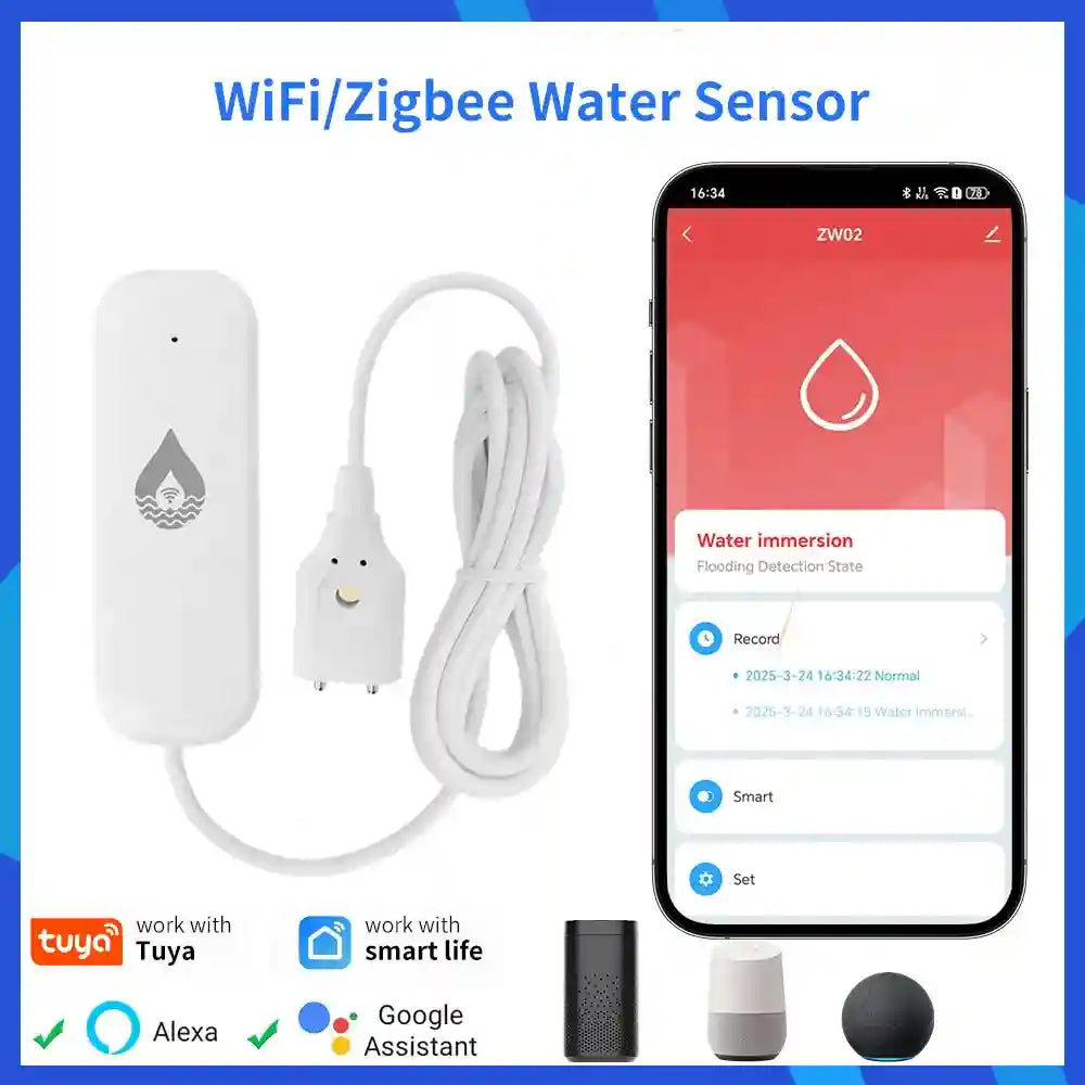 Smart WiFi Water Leak Sensor for Home Security | Tidesmit Tidesmit