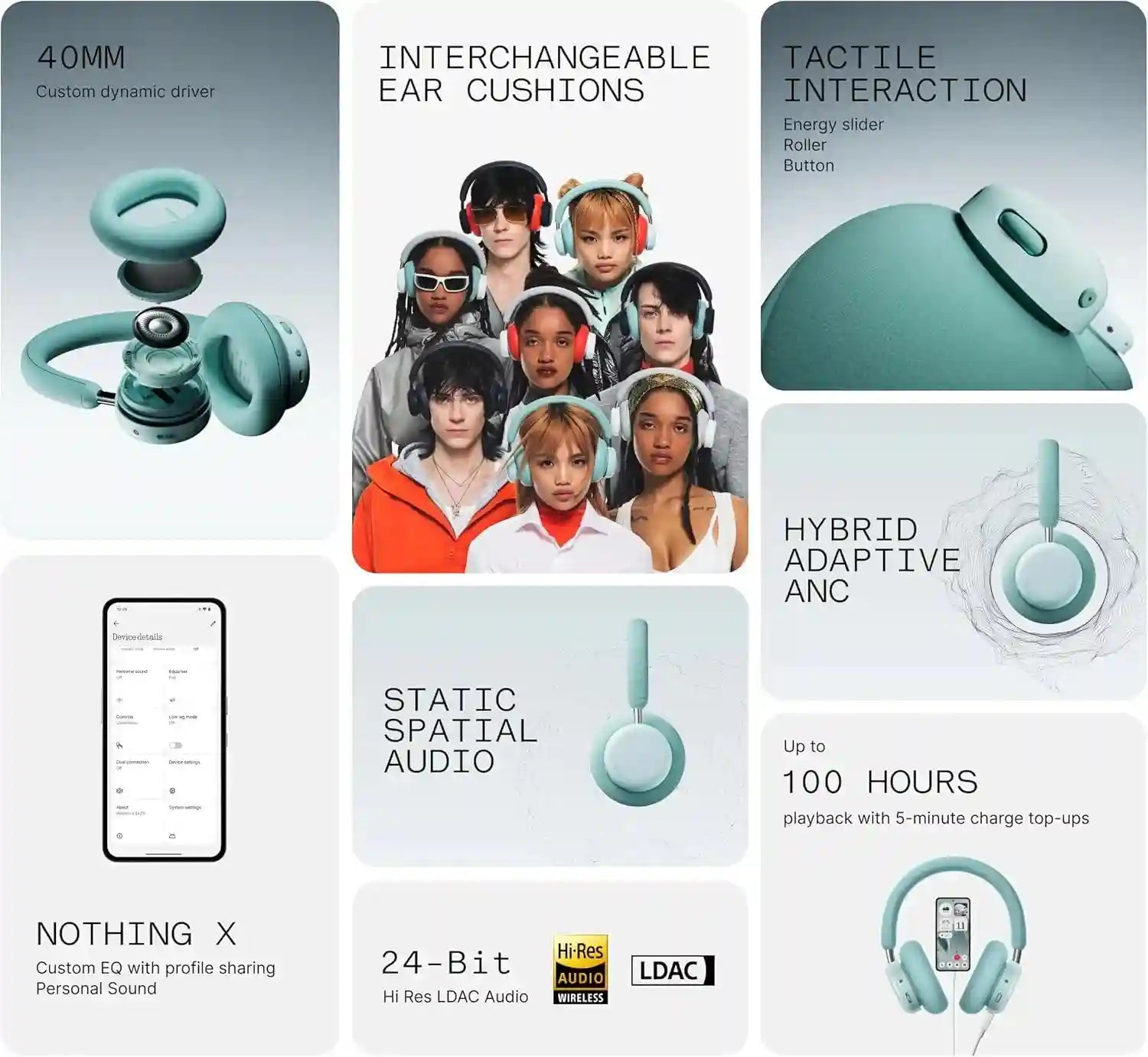 Tidesmit Wireless Over-Ear Headphones with ANC and 100h Battery Life Tidesmit