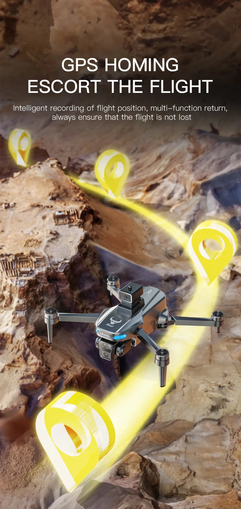 GPS Camera Drone with Obstacle Avoidance - Foldable 8K Quadcopter Tidesmit
