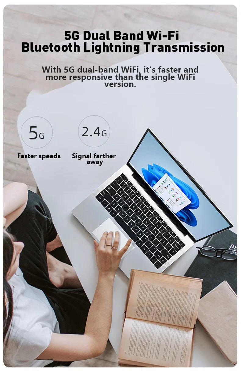 Practical 14.1 Inch Laptop Intel 4405U,120Hz Ultra-Clear IPS,32GB RAM 2TB SSD,5000mAh Backlit Keyboard