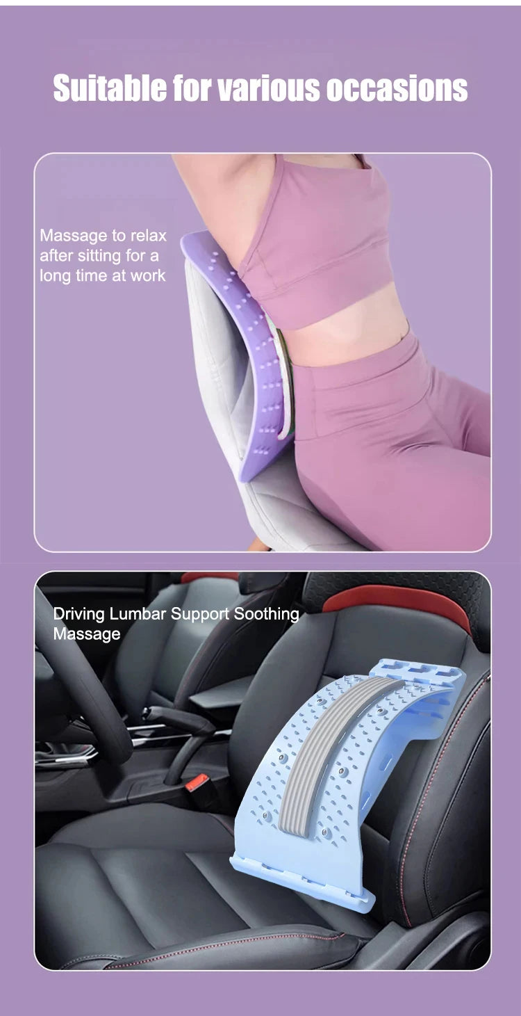Back Stretcher Adjustable Lumbar Support - Ergonomic Spine Relief Device Back Massage Instrument Tidesmit
