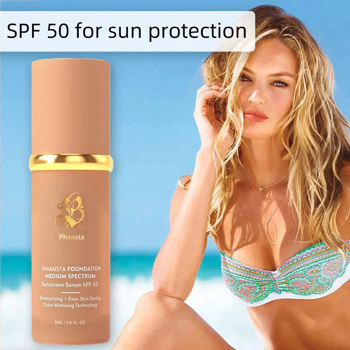 Tidesmit 4 in 1 hydrating liquid foundation with SPF 50 plus medium to full coverage for natural waterproof makeup
