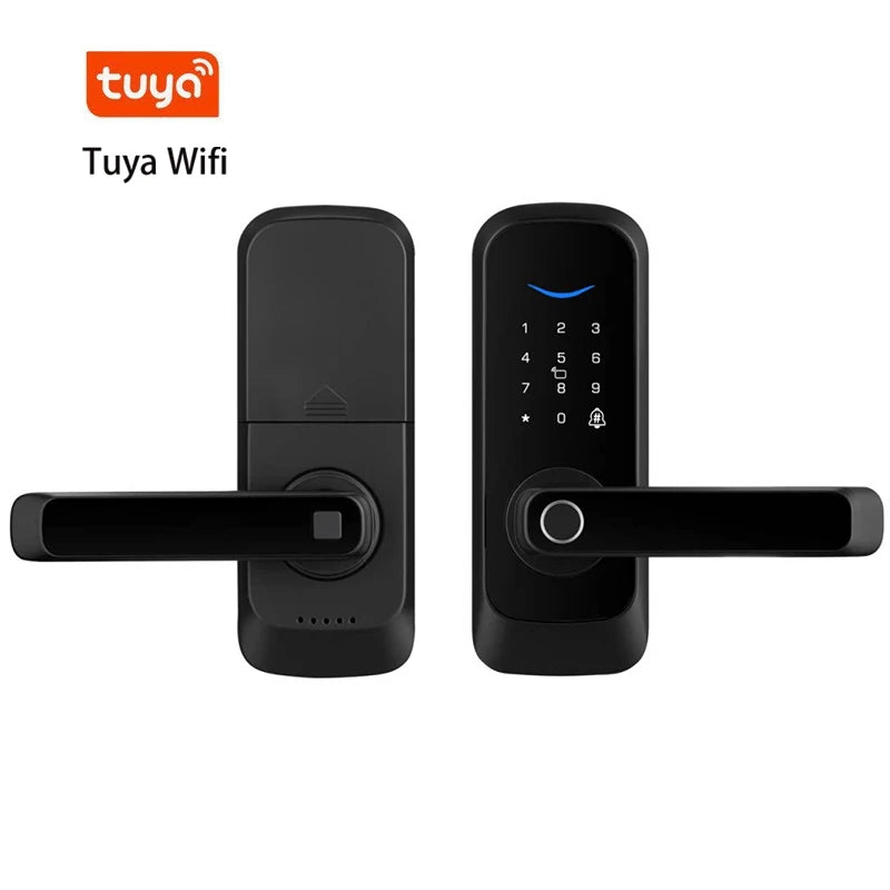 Keypad Door Lock With Handle Fingerprint Door Lock Smart Doorbell Cat eye Peephole Camera Tuya Wifi App Door Locks For Bedrooms