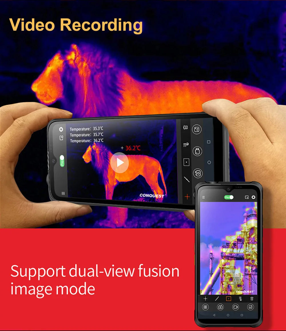 CONQUEST 5G Smartphone Network108MP Camera 12GB 512GB 66W Thermal Imaging  IP68 Waterproof NFC