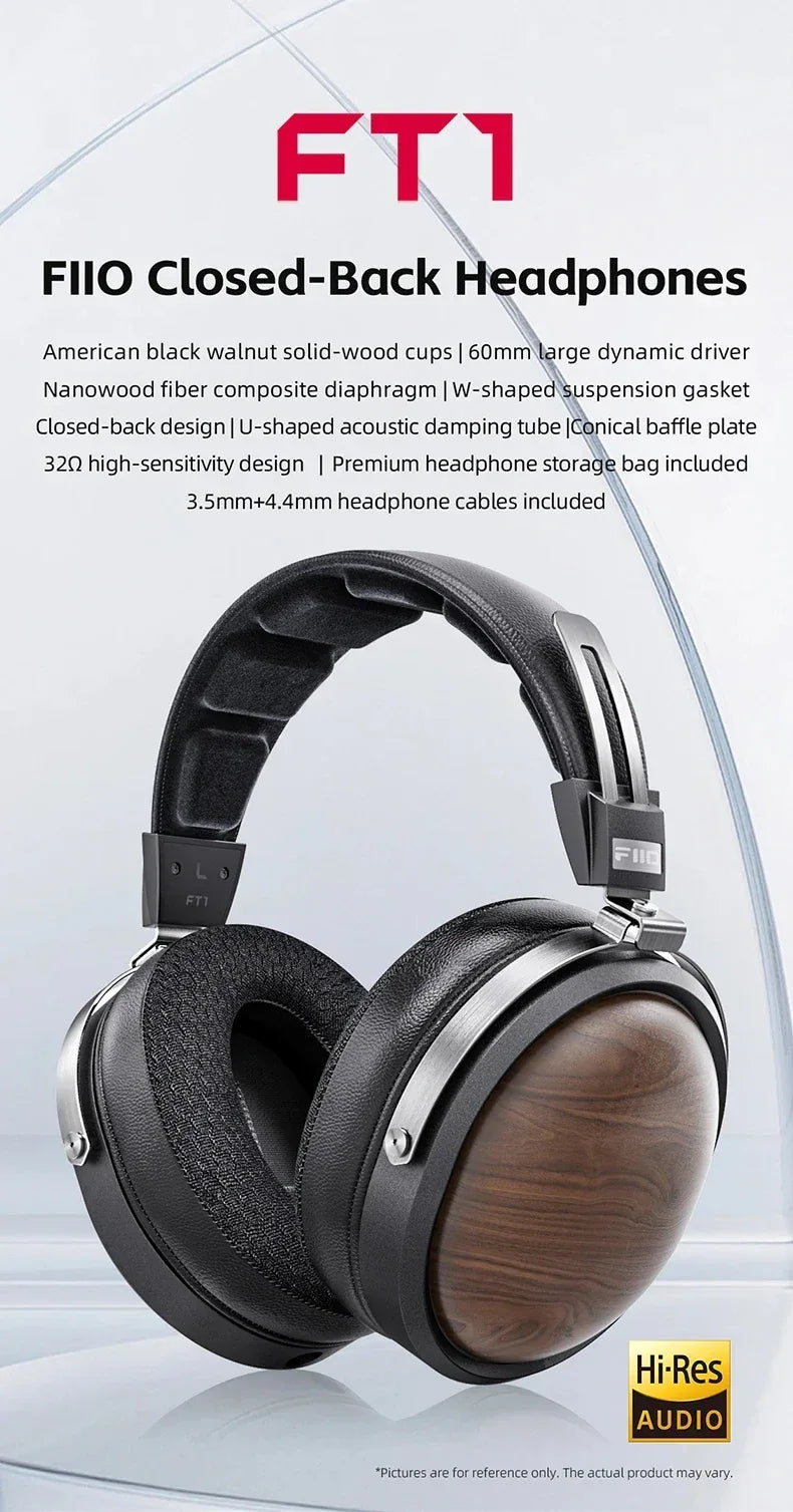 FiiO FT1 Closed-Back Wired Headphones Nanowood Fiber - Tidesmit Tidesmit