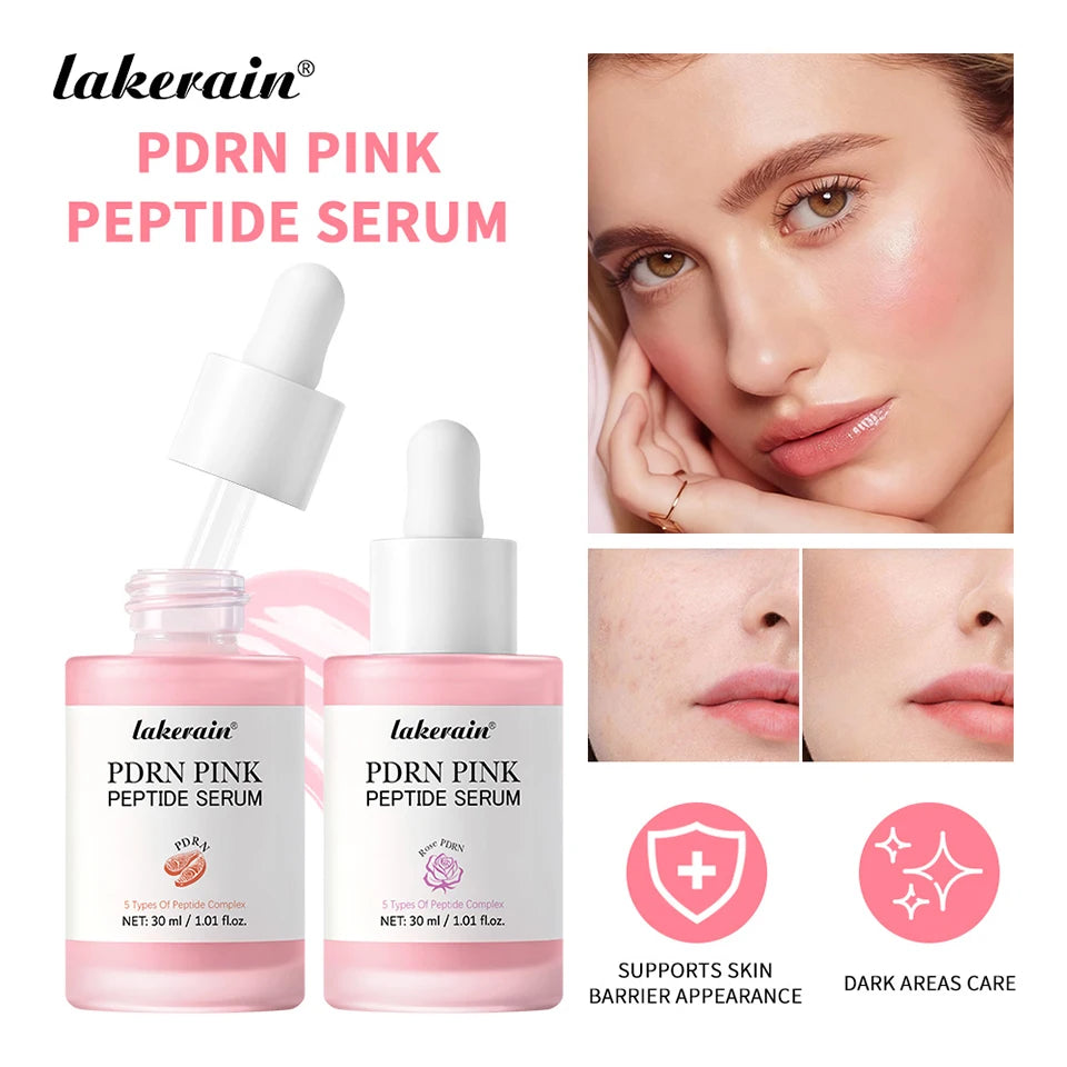 2Pcs Korean Glass Glow Skin Set, Salmon DNA PDRN Pink Peptide Serum With Niacinamide Milky Toner, Hydrating Soothing Firming Kit