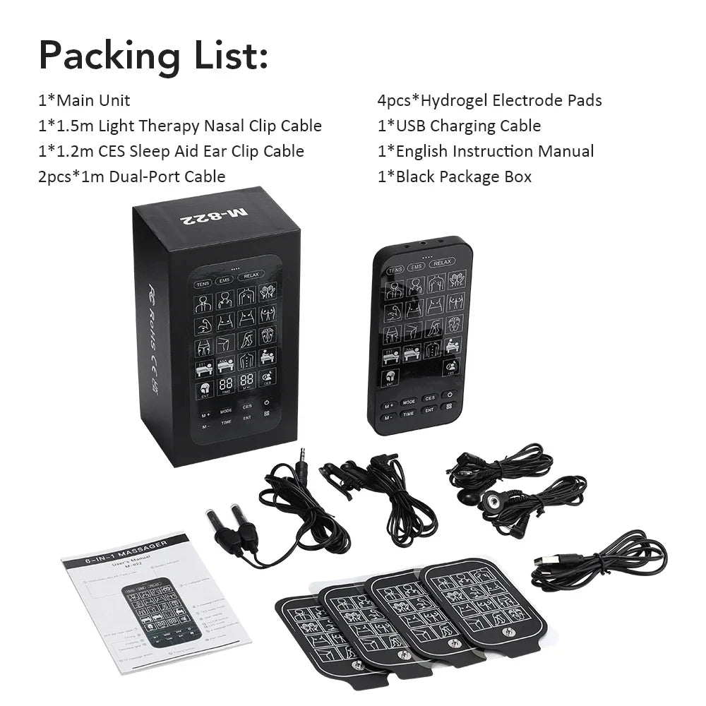 TENS Muscle Stimulator for Deep Tissue Pain Relief - Rechargeable Black Massage Chairs Tidesmit