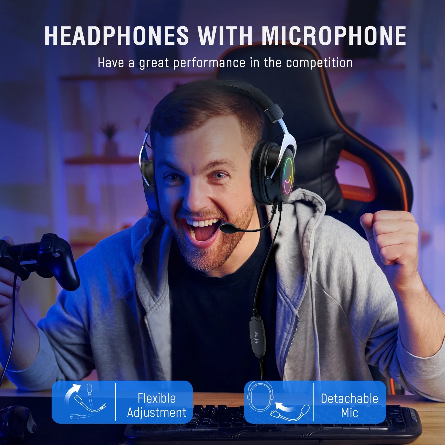 H3 Gaming Headset with Detachable Mic and Stereo RGB Sound Tidesmit