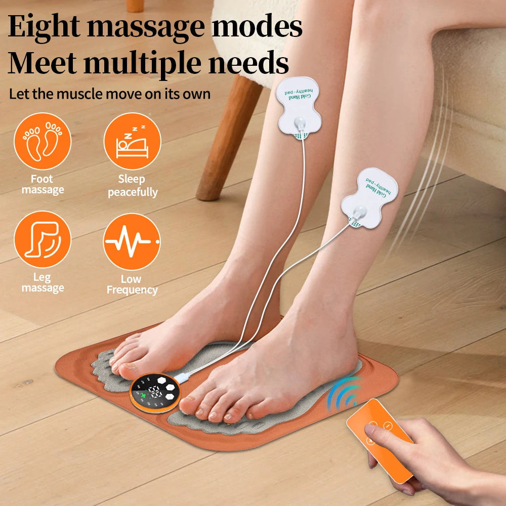 3D smart foot massage pad with remote, 8 modes, 29 levels, rechargeable for muscle relaxation and blood circulation.