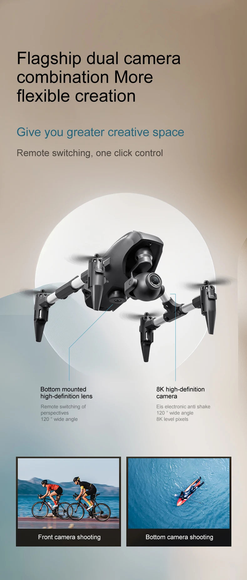 4K Camera Drone with Wide Angle Lens - Foldable V42 Model Tidesmit