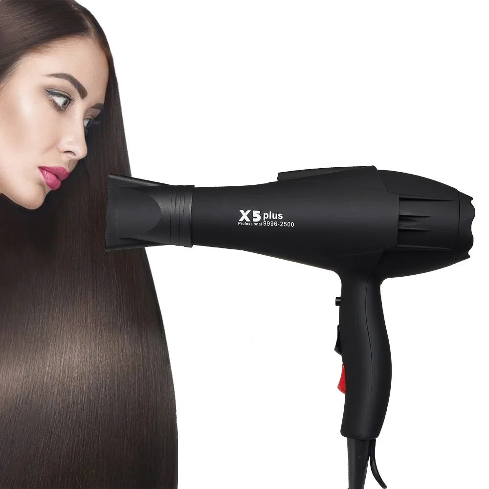 RESUXI X5 2500W professional black hair dryer with concentrator nozzle for fast, salon-quality styling at home.