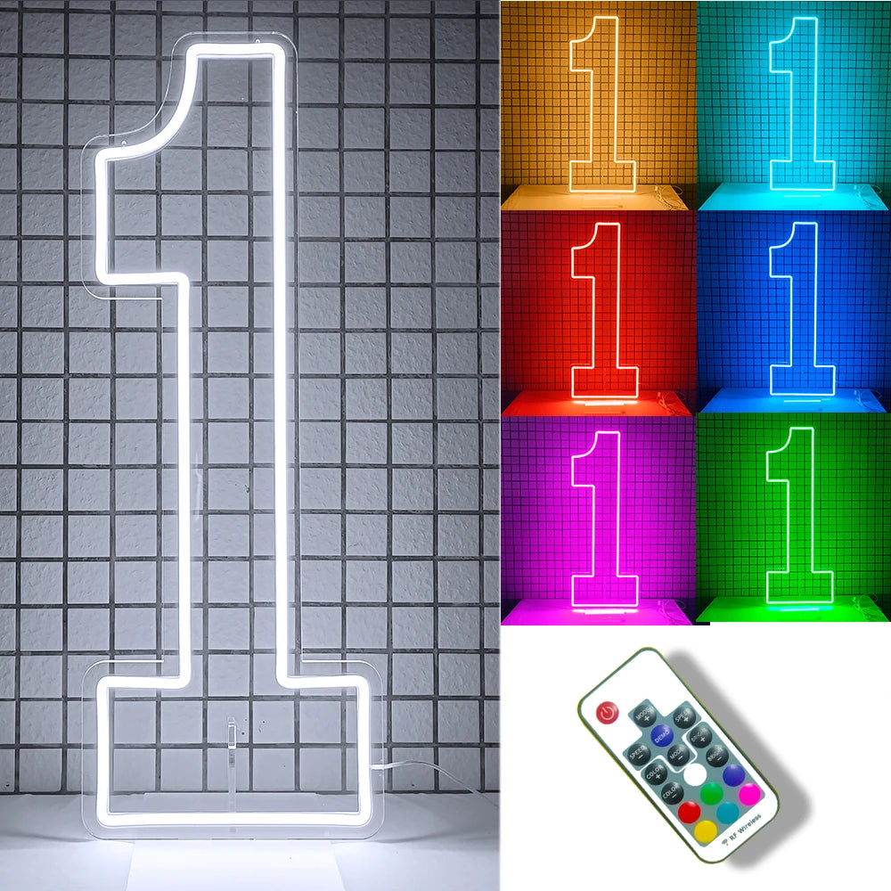 LED Neon Number Sign for Weddings | Customizable Event Lighting 76-100cm Tidesmit