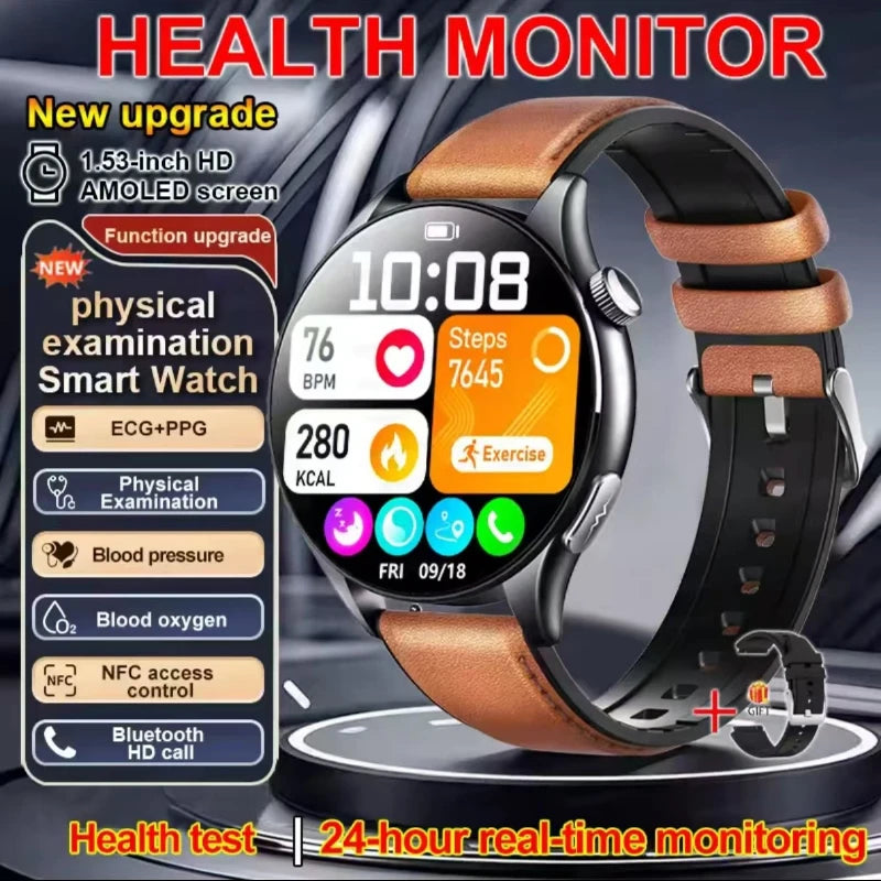 2026 New Smart Watch NFC ECG+PPG Blood oxygen Uric Acid Blood Pressure Sapphire Smartwatch Men For iPhone Android