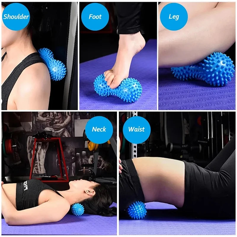 Foot Massage Roller and Spiky Ball Set for Deep Tissue Muscle Relief Body Shaping Massage Equipment Tidesmit