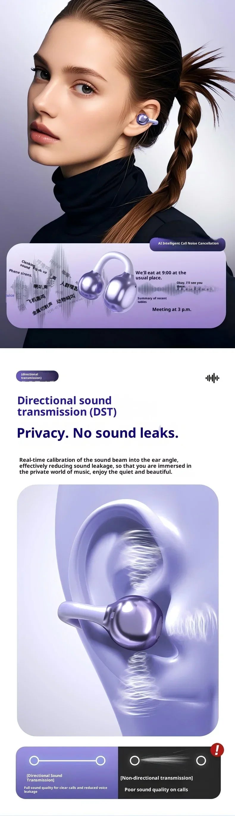 Tidesmit Open-Ear Wireless Sport Earbuds - Secure Clip-On Audio Tidesmit